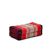 Leewadee Grand coussin bloc de yoga 35 x 18 x 12 cm avec garnissage en Kapok - stable et soutenant, housse Rouge, Yin yoga, méditation, pilates, étirements, appui tête/bras/jambes