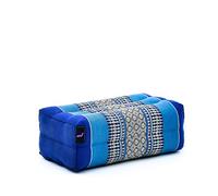Leewadee Grand coussin bloc de yoga 35 x 18 x 12 cm avec garnissage en Kapok - stable et soutenant, housse Bleu, Yin yoga, méditation, pilates, étirements, appui tête/bras/jambes