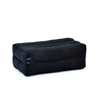 Leewadee Grand coussin bloc de yoga 35 x 18 x 12 cm avec garnissage en Kapok - stable et soutenant, housse Nero, Yin yoga, méditation, pilates, étirements, appui tête/bras/jambes