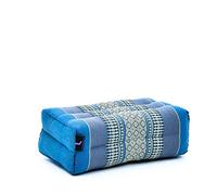 Leewadee Grand coussin bloc de yoga 35 x 18 x 12 cm avec garnissage en Kapok - stable et soutenant, housse Bleu, Yin yoga, méditation, pilates, étirements, appui tête/bras/jambes
