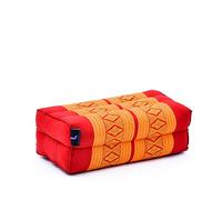 Leewadee Grand coussin bloc de yoga 35 x 18 x 12 cm avec garnissage en Kapok - stable et soutenant, housse Orange, Yin yoga, méditation, pilates, étirements, appui tête/bras/jambes