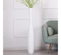Leewadee Grand Vase A Poser Au Sol 105 cm Haut - Vase De Sol pour Fleur Ou Pampa, Blanc, Résine