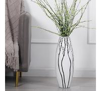 Leewadee Grand Vase A Poser Au Sol 47 cm Haut - Vase De Sol pour Fleur Ou Pampa, Blanc, Résine