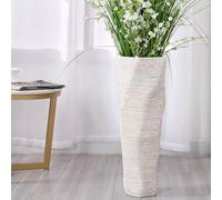 Leewadee Grand Vase A Poser Au Sol 58 cm Haut - Vase De Sol pour Fleur Ou Pampa, Blanc, Résine