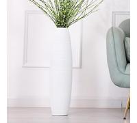 Leewadee Grand Vase A Poser Au Sol 65 cm Haut - Vase De Sol pour Fleur Ou Pampa, Blanc, Résine