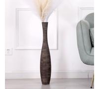 Leewadee Grand Vase A Poser Au Sol 65 cm Haut - Vase De Sol pour Fleur Ou Pampa, Marron, Résine