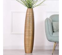 Leewadee Grand Vase A Poser Au Sol 85 cm Haut - Vase De Sol pour Fleur Ou Pampa, Doré, Résine