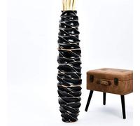 Leewadee Grand Vase A Poser Au Sol pour Branches Décoratives De Pampa, Vase en Bois De Manguier, 105 cm, Nero