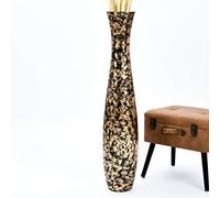 Leewadee Grand Vase A Poser Au Sol pour Branches Décoratives De Pampa, Vase en Bois De Manguier, 105 cm, Doré
