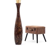 Leewadee Grand Vase A Poser Au Sol pour Branches Décoratives De Pampa, Vase en Bois De Manguier, 105 cm, Marron