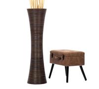 Leewadee Grand Vase A Poser Au Sol pour Branches Décoratives De Pampa, Vase en Bois De Manguier, 105 cm, Marron