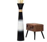 Leewadee Grand Vase A Poser Au Sol pour Branches Décoratives De Pampa, Vase en Bois De Manguier, 110 cm, Noir Blanc