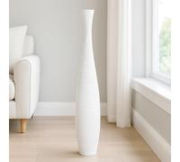 Leewadee Grand Vase A Poser Au Sol pour Branches Décoratives De Pampa, Vase en Bois De Manguier, 65 cm, Blanc