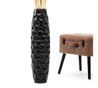 Leewadee Grand Vase A Poser Au Sol pour Branches Décoratives De Pampa, Vase en Bois De Manguier, 65 cm, Nero