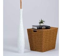 Leewadee Grand Vase A Poser Au Sol pour Branches Décoratives De Pampa, Vase en Bois De Manguier, 65 cm, Blanc