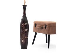 Leewadee Grand Vase A Poser Au Sol pour Branches Décoratives De Pampa, Vase en Bois De Manguier, 65 cm, Marron