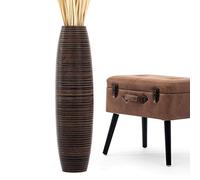 Leewadee Grand Vase A Poser Au Sol pour Branches Décoratives De Pampa, Vase en Bois De Manguier, 65 cm, Marron