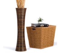 Leewadee Grand Vase A Poser Au Sol pour Branches Décoratives De Pampa, Vase en Bois De Manguier, 65 cm, Marron