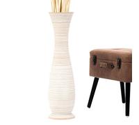 Leewadee Grand Vase A Poser Au Sol pour Branches Décoratives De Pampa, Vase en Bois De Manguier, 65 cm, Blanc