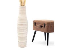 Leewadee Grand Vase A Poser Au Sol pour Branches Décoratives De Pampa, Vase en Bois De Manguier, 70 cm, White Wash