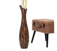 Leewadee Grand Vase A Poser Au Sol pour Branches Décoratives De Pampa, Vase en Bois De Manguier, 70 cm, Noir Marron