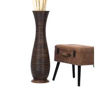 Leewadee Grand Vase A Poser Au Sol pour Branches Décoratives De Pampa, Vase en Bois De Manguier, 85 cm, Marron