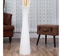 Leewadee Grand Vase A Poser Au Sol pour Branches Décoratives De Pampa, Vase en Bois De Manguier, 85 cm, Blanc