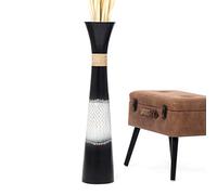 Leewadee Grand Vase A Poser Au Sol pour Branches Décoratives De Pampa, Vase en Bois De Manguier, 85 cm, Nero