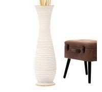 Leewadee Grand Vase A Poser Au Sol pour Branches Décoratives De Pampa, Vase en Bois De Manguier, 85 cm, Blanc