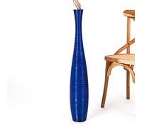 Leewadee Grand Vase A Poser Au Sol pour Branches Décoratives De Pampa, Vase en Bois De Manguier, 85 cm, Bleu