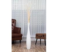 Leewadee Grand Vase A Poser Au Sol pour Branches Décoratives De Pampa, Vase en Bois De Manguier, 85 cm, Blanc