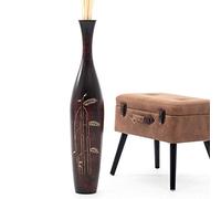 Leewadee Grand Vase A Poser Au Sol pour Branches Décoratives De Pampa, Vase en Bois De Manguier, 85 cm, Marron