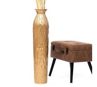 Leewadee Grand Vase A Poser Au Sol pour Branches Décoratives De Pampa, Vase en Bois De Manguier, 90 cm, Doré