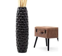 Leewadee Grand Vase A Poser Au Sol pour Branches Décoratives De Pampa, Vase en Bois De Manguier, 90 cm, Noir