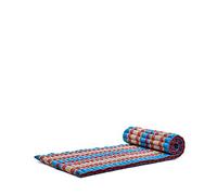 LEEWADEE Matelas De Sol Pliable, Futon Japonais Enroulable, Lit D'Appoint 1 Personne, Chauffeuse 1 Place, Tapis Méditation en Kapok, Bleu Rouge