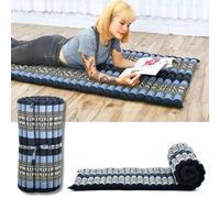 LEEWADEE Matelas De Sol Pliable, Futon Japonais Enroulable, Lit D'Appoint 1 Personne, Chauffeuse 1 Place, Tapis Méditation en Kapok, Bleu