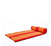 Leewadee Matelas De Sol Pliable, Futon Japonais Enroulable, Lit D'Appoint 1 Personne, Chauffeuse 1 Place, Tapis Méditation en Kapok, 190 x 70 cm, Orange Rouge