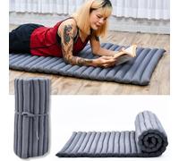 Leewadee Matelas De Sol Pliable, Futon Japonais Enroulable, Lit D'Appoint 1 Personne, Chauffeuse 1 Place, Tapis Méditation en Kapok, 190 x 70 cm, Anthracite