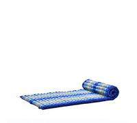 LEEWADEE Matelas De Sol Pliable, Futon Japonais Enroulable, Lit D'Appoint 1 Personne, Chauffeuse 1 Place, Tapis Méditation en Kapok, Bleu