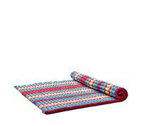 Leewadee Matelas De Sol Pliable, Futon Japonais Enroulable, Lit D'Appoint 2 Personnes, Chauffeuse 2 Places, Tapis Méditation en Kapok, 190 x 145 cm, Bleu Rouge