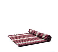 Leewadee Matelas De Sol Pliable, Futon Japonais Enroulable, Lit D'Appoint 2 Personnes, Chauffeuse 2 Places, Tapis Méditation en Kapok, 190 x 145 cm, Marron Rouge