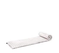 Leewadee Matelas De Sol Pliable, Futon Japonais Enroulable, Lit D'Appoint, Chauffeuse, Tapis De Yoga Ou Méditation en Kapok, 190 x 50 cm, écru