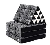 LEEWADEE - Matelas Pliable Confortable avec Coussin Lecture, Futon Japonais, Chaise De Sol Ou Pouf Lit Thaï 170 x 53 cm, Noir Blanc