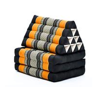 LEEWADEE - Matelas Pliable Confortable avec Coussin Lecture, Futon Japonais, Chaise De Sol Ou Pouf Lit Thaï 170 x 53 cm, Noir Orange