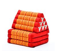 LEEWADEE - Matelas Pliable Confortable avec Coussin Lecture, Futon Japonais, Chaise De Sol Ou Pouf Lit Thaï, Orange Rouge