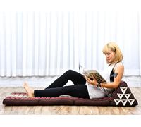 LEEWADEE - Matelas Pliable Confortable avec Coussin Lecture, Futon Japonais, Chaise De Sol Ou Pouf Lit Thaï 170 x 53 cm, Marron Rouge