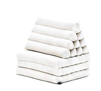 LEEWADEE - Matelas Pliable Confortable avec Coussin Lecture, Futon Japonais, Chaise De Sol Ou Pouf Lit Thaï 170 x 53 cm, écru