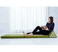 LEEWADEE - Matelas Pliable XXL Confortable avec Coussin Lecture, Futon Japonais, Chaise De Sol Ou Pouf Lit Thaï, 225 x 50 cm, Vert