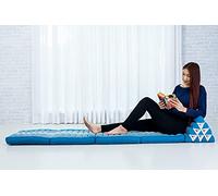 LEEWADEE - Matelas Pliable XXL Confortable avec Coussin Lecture, Futon Japonais, Chaise De Sol Ou Pouf Lit Thaï, 225 x 50 cm, Bleu Clair