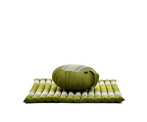 Leewadee Set de méditation - Set de méditation en kapok, coussin et tapis de méditation Zafu et Zabuton, Vert